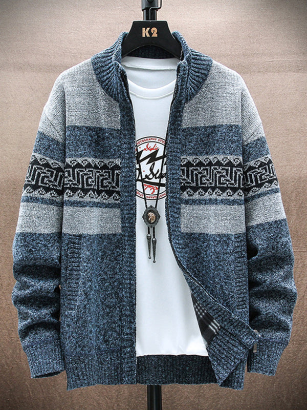 Men's new fashion stand-up collar cardigan sweater zipper style sweater Shello's Creative Boutique