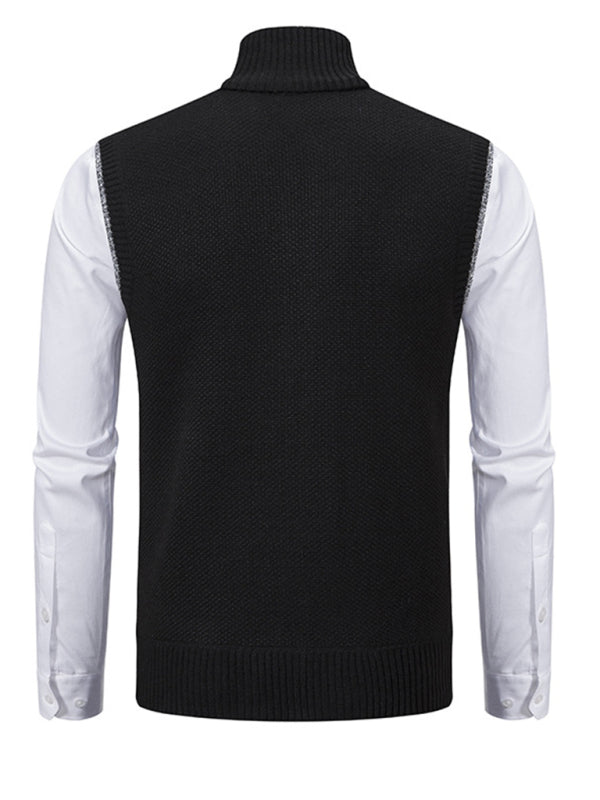 Men's stand collar sleeveless knitted casual thickened lining vest jacket Shello's Creative Boutique
