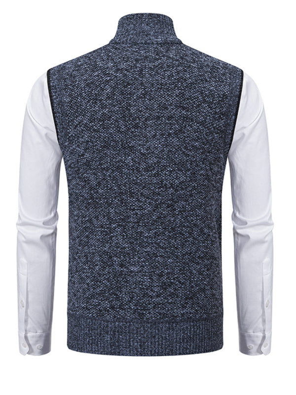Men's stand collar sleeveless knitted casual thickened lining vest jacket Shello's Creative Boutique