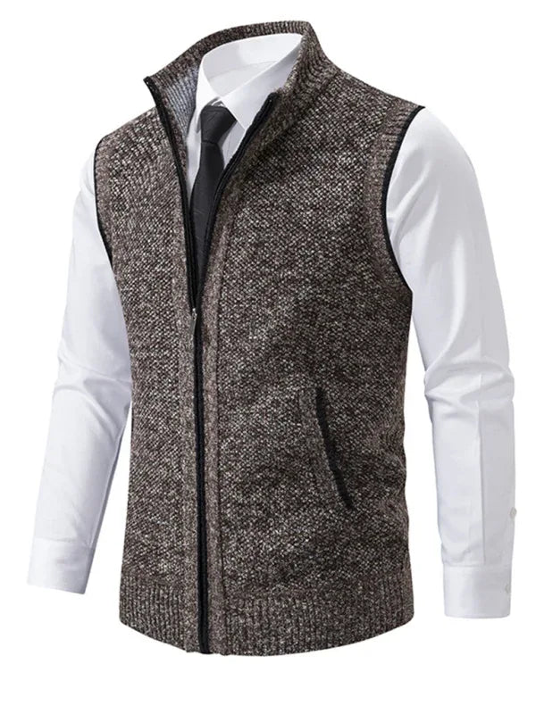 Classic Warmth - Stand Collar Sleeveless Vest Jacket - Shello's Creative Boutique