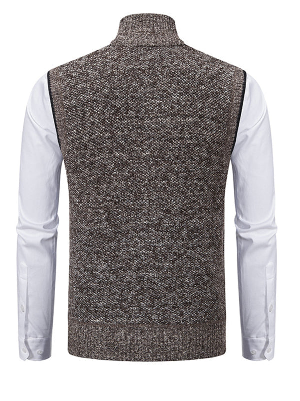 Men's stand collar sleeveless knitted casual thickened lining vest jacket Shello's Creative Boutique
