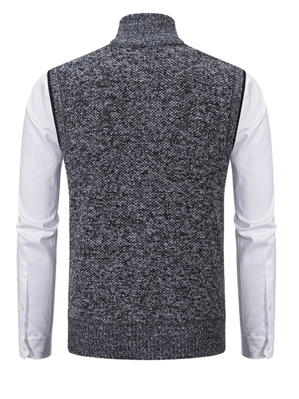 Men's stand collar sleeveless knitted casual thickened lining vest jacket Shello's Creative Boutique