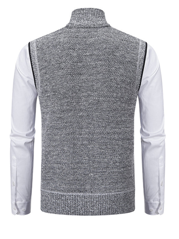 Men's stand collar sleeveless knitted casual thickened lining vest jacket Shello's Creative Boutique