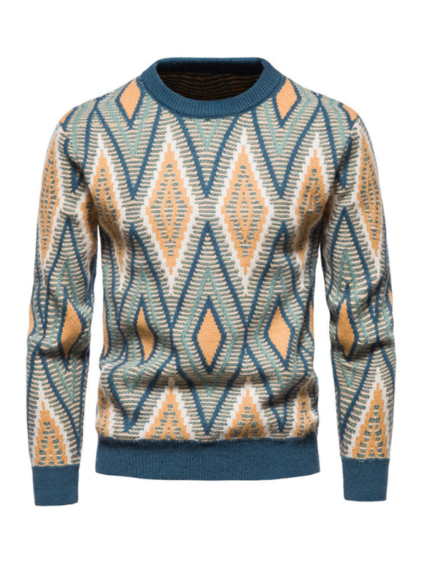 Men's Christmas crew neck diamond jacquard sweater Shello's Creative Boutique