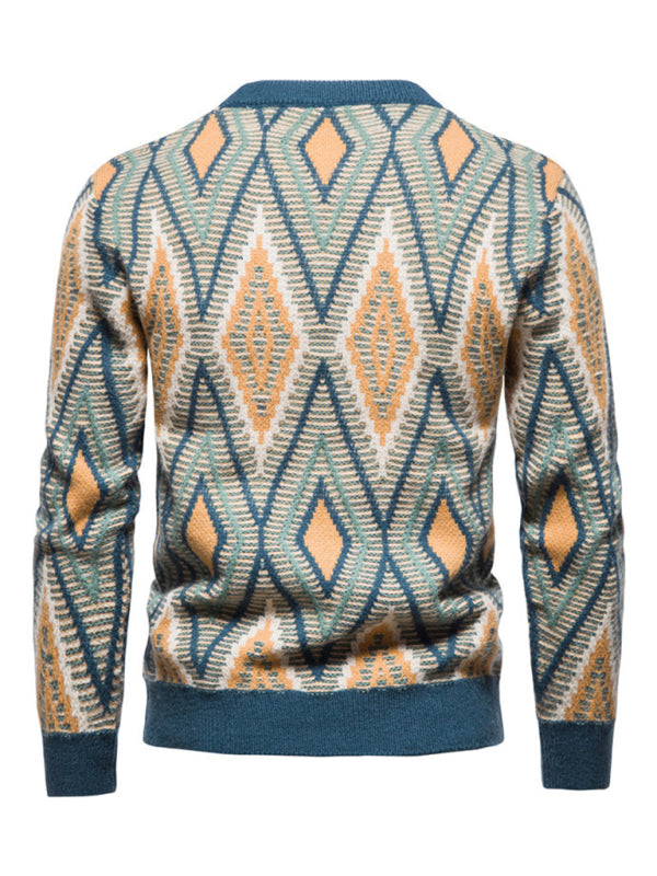 Men's Christmas crew neck diamond jacquard sweater Shello's Creative Boutique