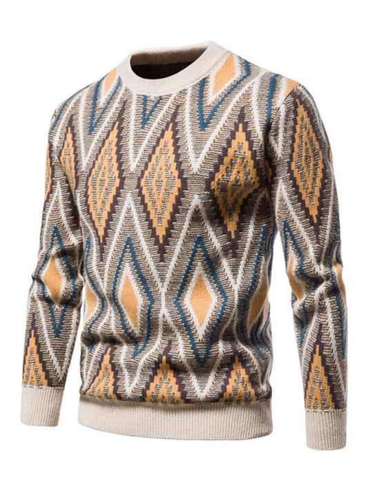 Men's Christmas crew neck diamond jacquard sweater Shello's Creative Boutique