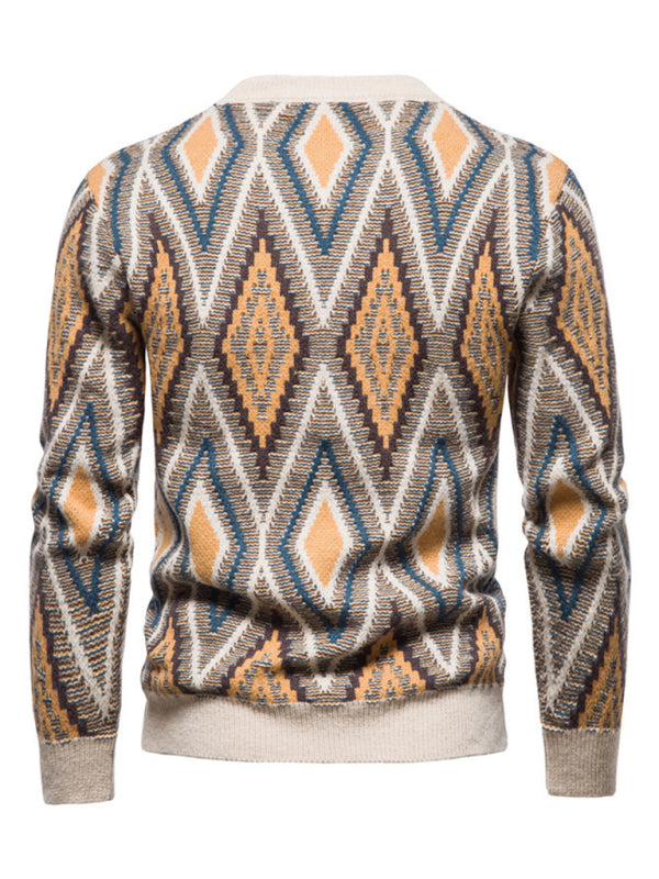 Men's Christmas crew neck diamond jacquard sweater Shello's Creative Boutique