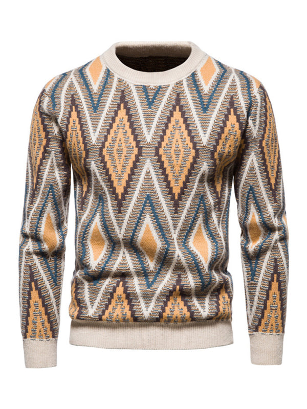 Men's Christmas crew neck diamond jacquard sweater Shello's Creative Boutique