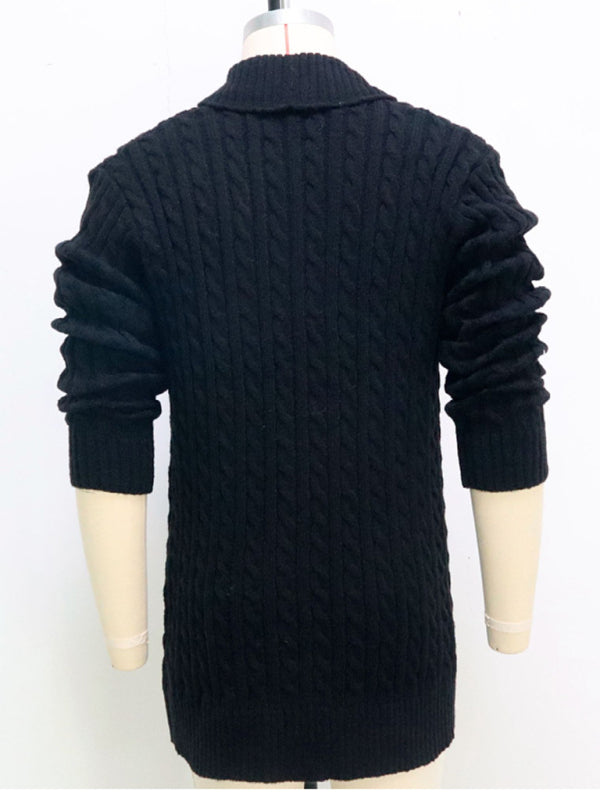 Men's mid-length knitted sweater Thick-knit twisted cardigan woolen jacket Shello's Creative Boutique