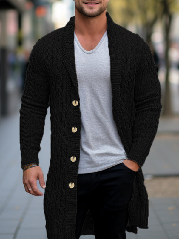 Men's mid-length knitted sweater Thick-knit twisted cardigan woolen jacket Shello's Creative Boutique