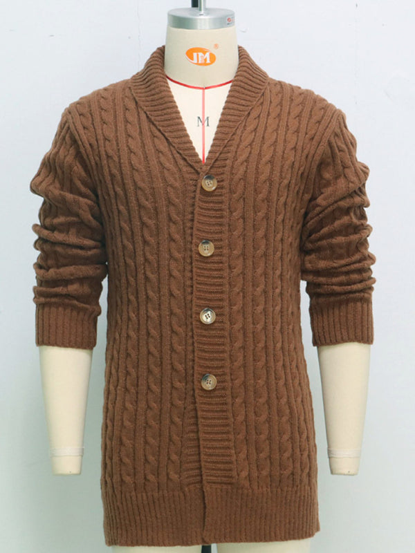 Men's mid-length knitted sweater Thick-knit twisted cardigan woolen jacket Shello's Creative Boutique