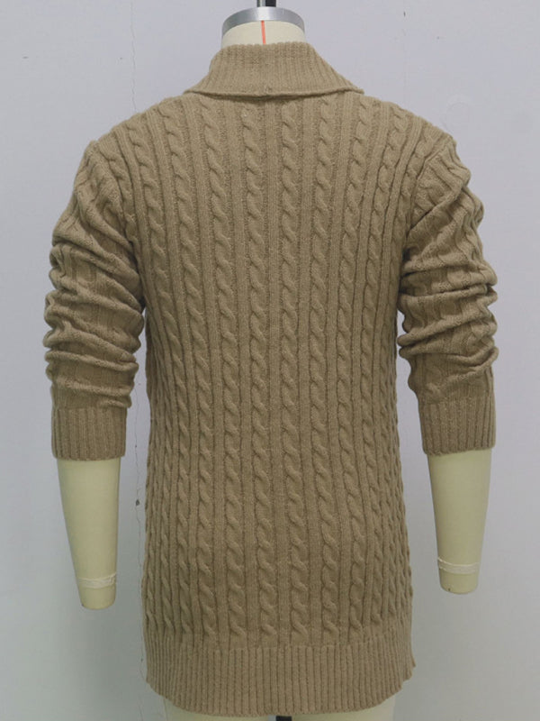 Men's mid-length knitted sweater Thick-knit twisted cardigan woolen jacket Shello's Creative Boutique