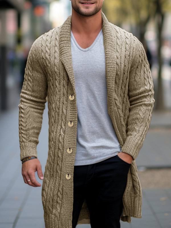 Men's mid-length knitted sweater Thick-knit twisted cardigan woolen jacket Shello's Creative Boutique