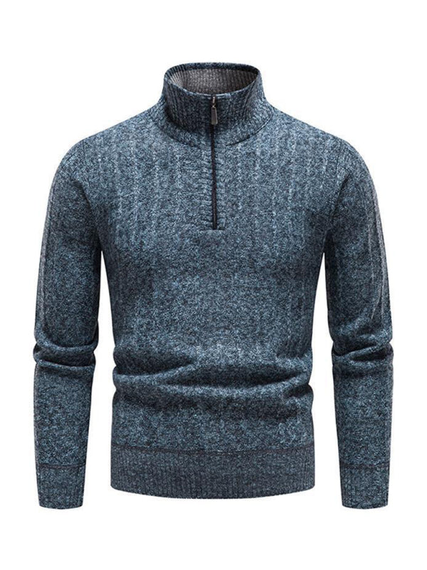 Men's stand collar zipper half cardigan sweater Shello's Creative Boutique