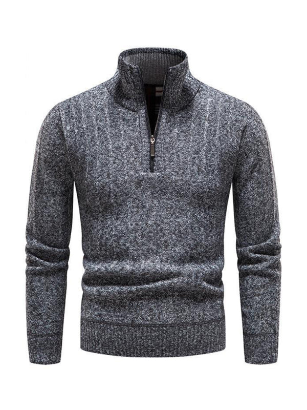Men's stand collar zipper half cardigan sweater Shello's Creative Boutique