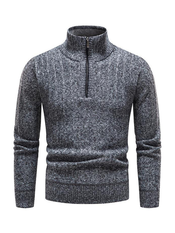 Men's stand collar zipper half cardigan sweater Shello's Creative Boutique