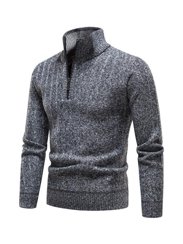 Men's stand collar zipper half cardigan sweater Shello's Creative Boutique