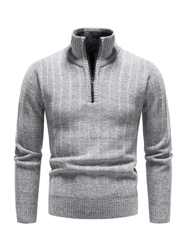 Men's stand collar zipper half cardigan sweater Shello's Creative Boutique