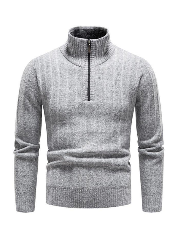 Men's stand collar zipper half cardigan sweater Shello's Creative Boutique