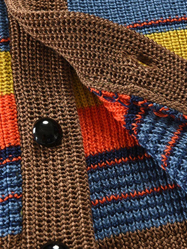 Men's Button Casual Color Striped Cardigan - Shello's Creative Boutique