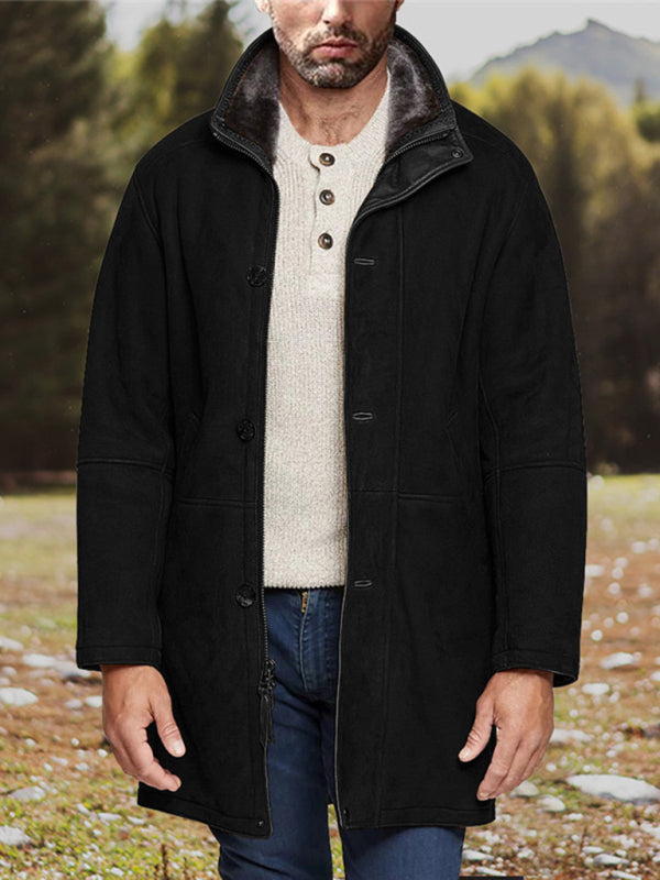 Men's mid-length loose zipper woolen coat Shello's Creative Boutique