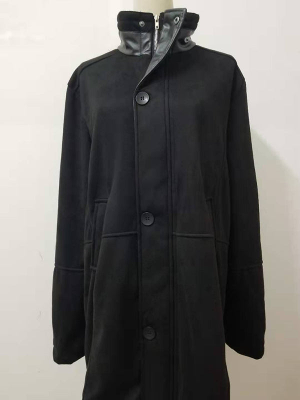 Men's mid-length loose zipper woolen coat Shello's Creative Boutique