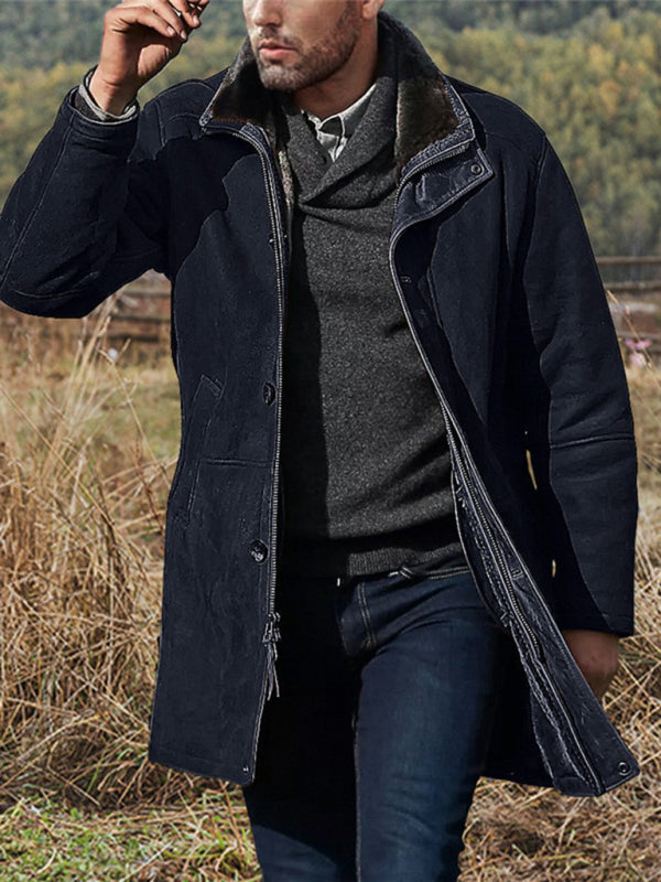 Men's mid-length loose zipper woolen coat Shello's Creative Boutique