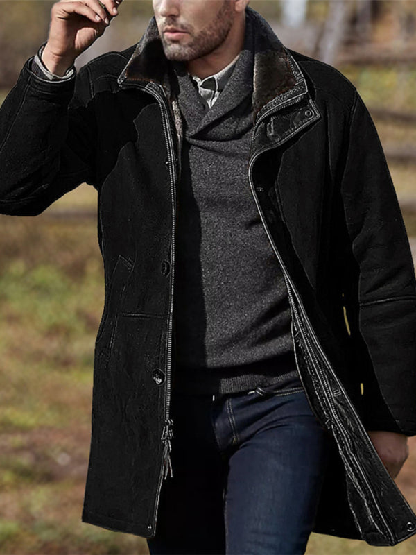 Men's mid-length loose zipper woolen coat Shello's Creative Boutique