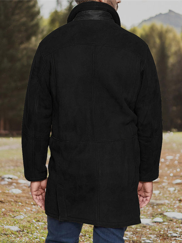 Men's mid-length loose zipper woolen coat Shello's Creative Boutique