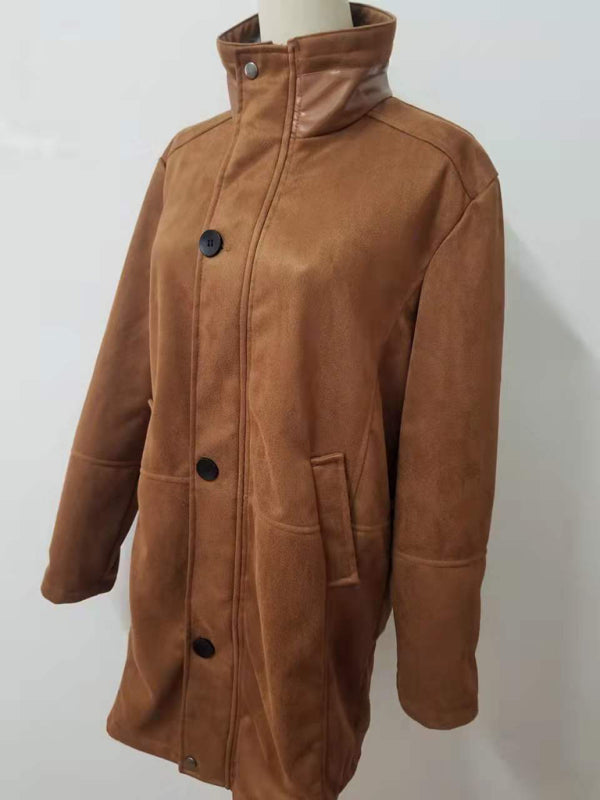 Men's mid-length loose zipper woolen coat Shello's Creative Boutique