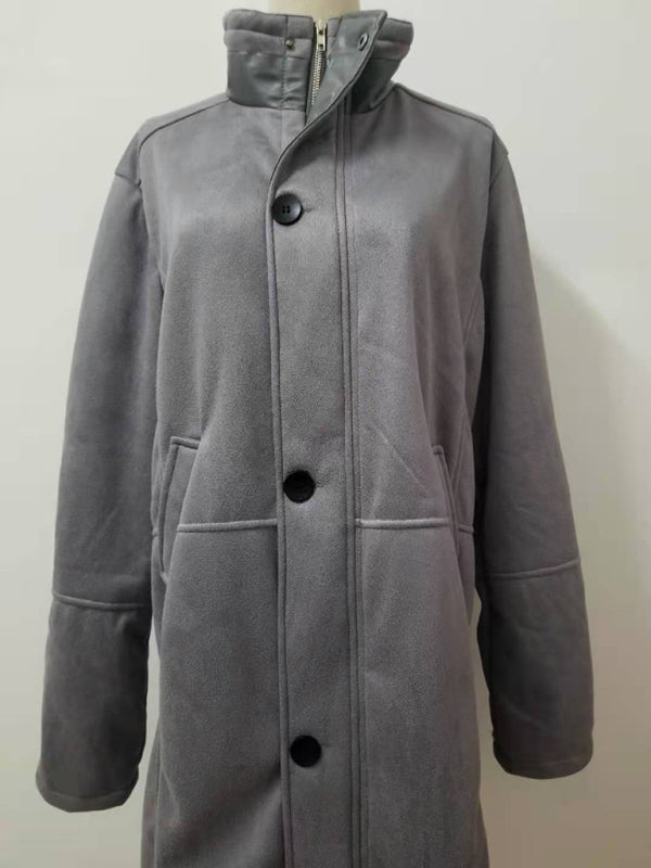 Men's mid-length loose zipper woolen coat Shello's Creative Boutique