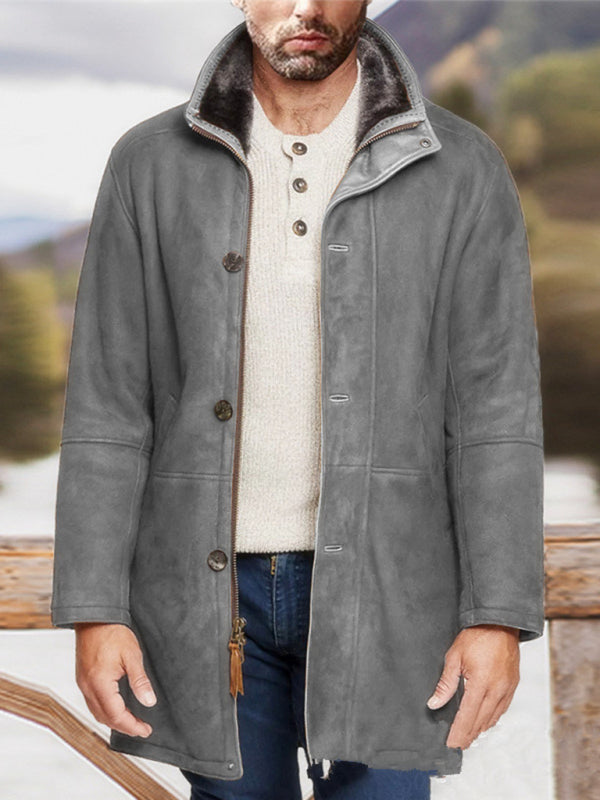 Men's mid-length loose zipper woolen coat Shello's Creative Boutique