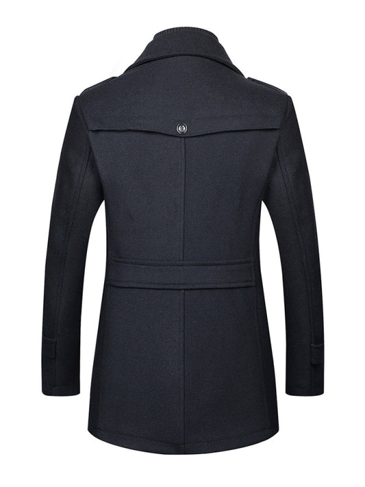 Men's wool zipper autumn and winter double collar coat Shello's Creative Boutique