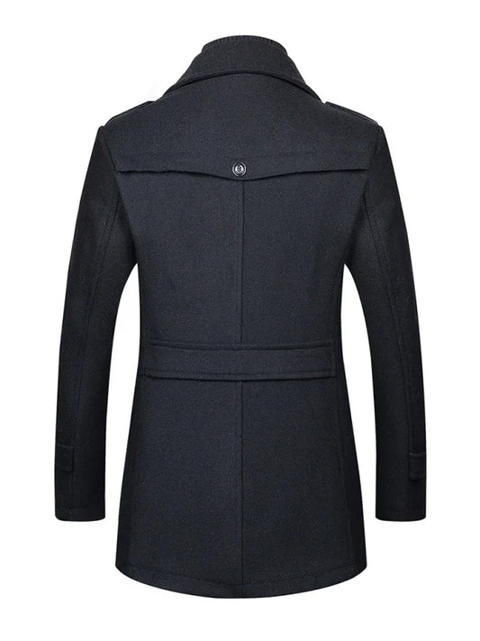 Men's Wool Zipper Autumn and Winter Double Collar Coat - Shello's Creative Boutique