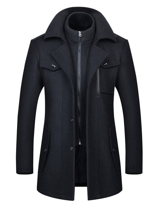 Men's wool zipper autumn and winter double collar coat Shello's Creative Boutique