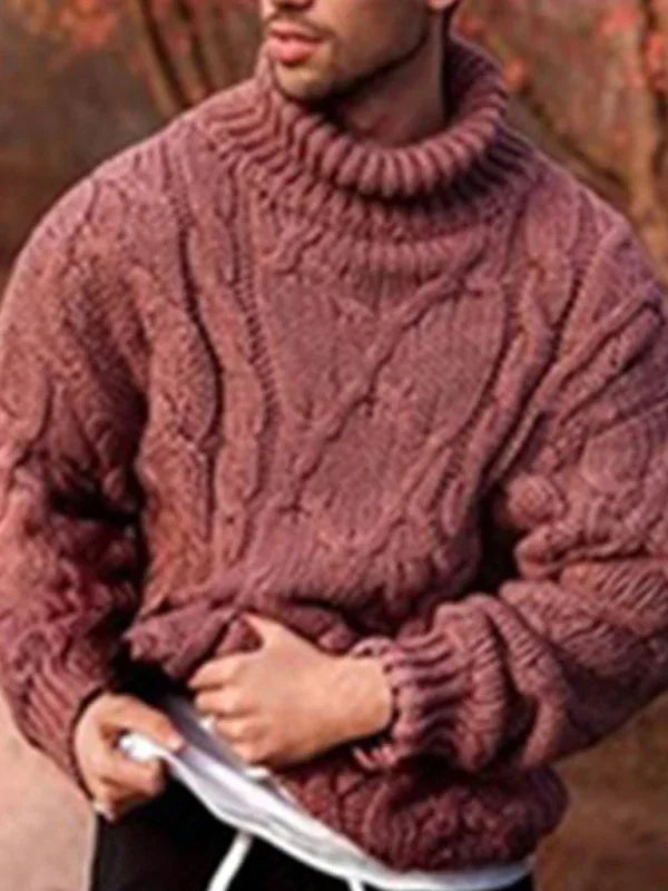 Men's Solid Color Fashion Casual Twist Turtleneck Sweater - Shello's Creative Boutique
