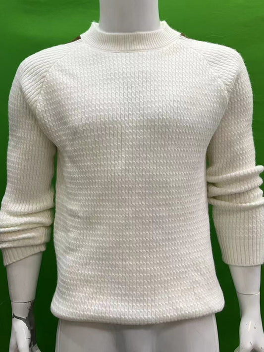 Men's Casual Fashion Shoulder Contrast Color Long Sleeve Knitted Sweater Shello's Creative Boutique
