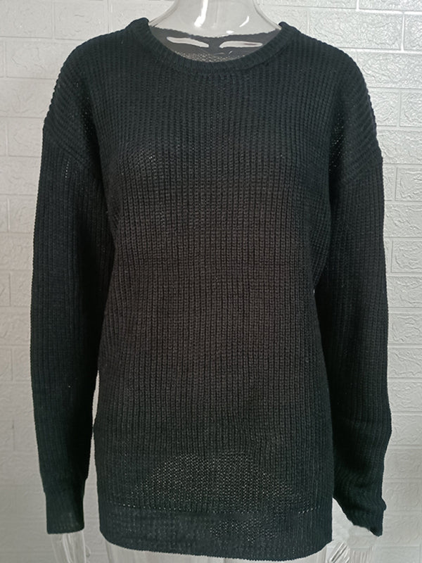 Men's new solid color round neck long sleeve pullover sweater Shello's Creative Boutique