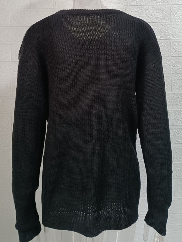 Men's new solid color round neck long sleeve pullover sweater Shello's Creative Boutique