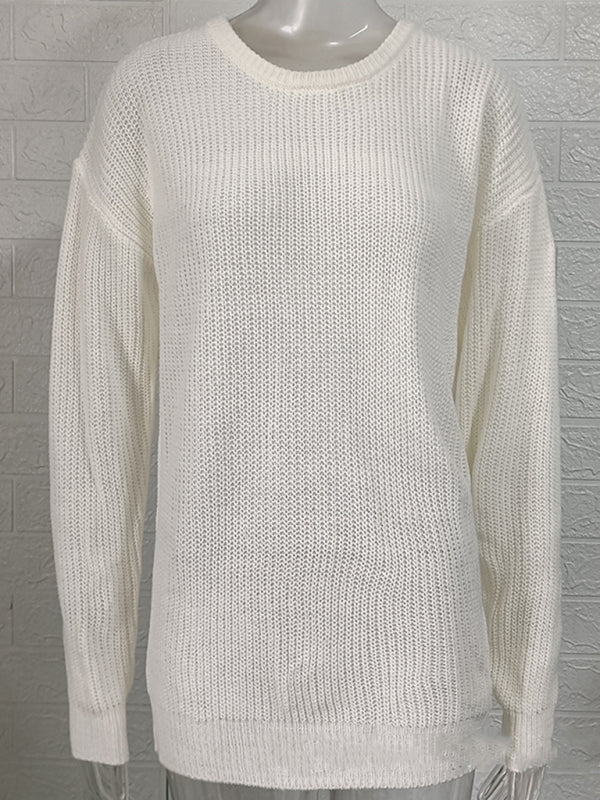 Men's new solid color round neck long sleeve pullover sweater Shello's Creative Boutique