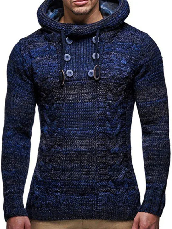Men's Casual Knit Button-Up Turtleneck Sweater - Shello's Creative Boutique