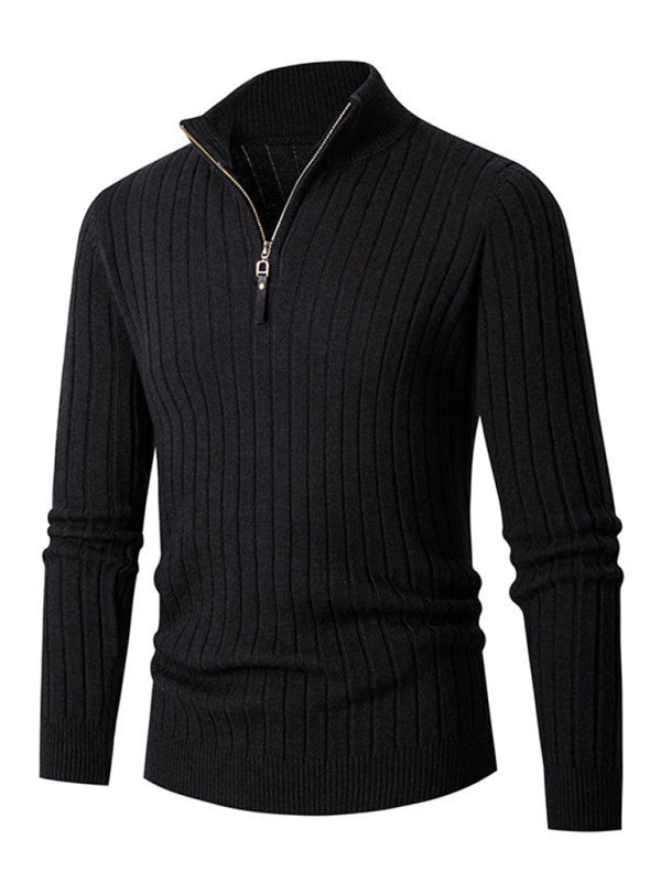Men's casual solid color round neck stretch knitted sweater Shello's Creative Boutique