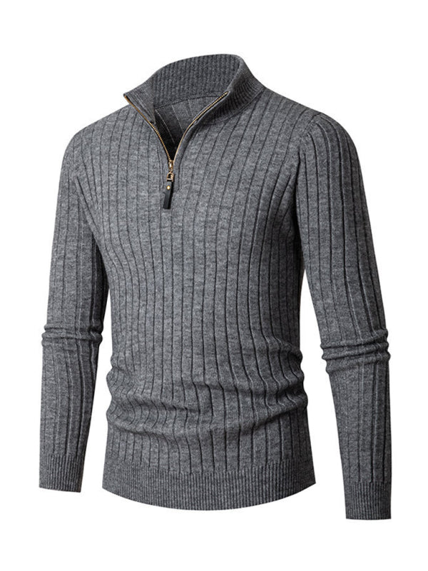 Men's casual solid color round neck stretch knitted sweater Shello's Creative Boutique