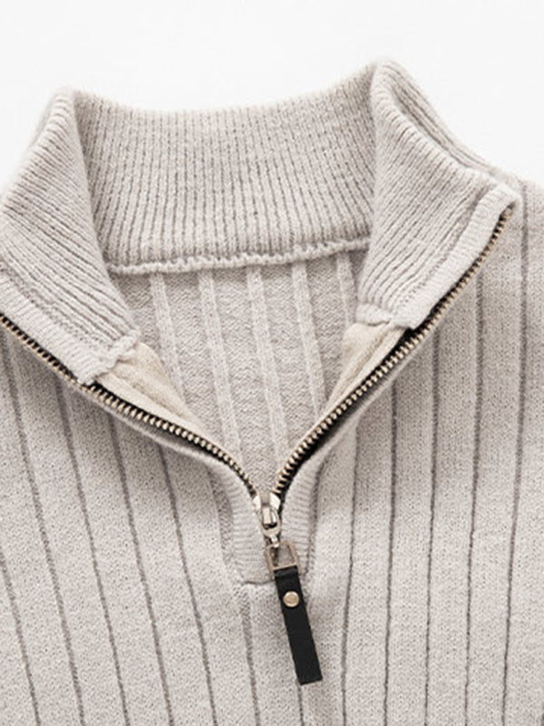 Men's casual solid color round neck stretch knitted sweater Shello's Creative Boutique