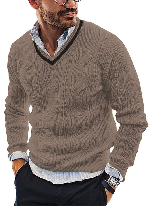 Men's Fashionable V-Neck Slim Fit Long Sleeve Knitted Sweater Shello's Creative Boutique