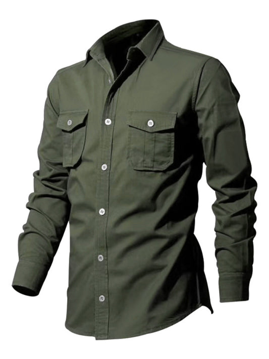 Men's new multi-pocket casual long-sleeved shirt top Shello Creative Boutique
