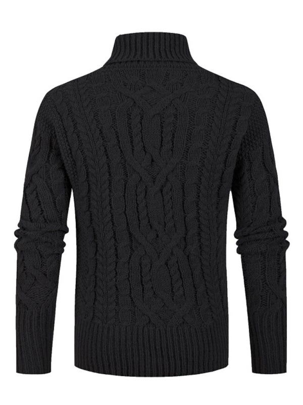 Men's new solid color twist pullover long-sleeved sweater Shello's Creative Boutique