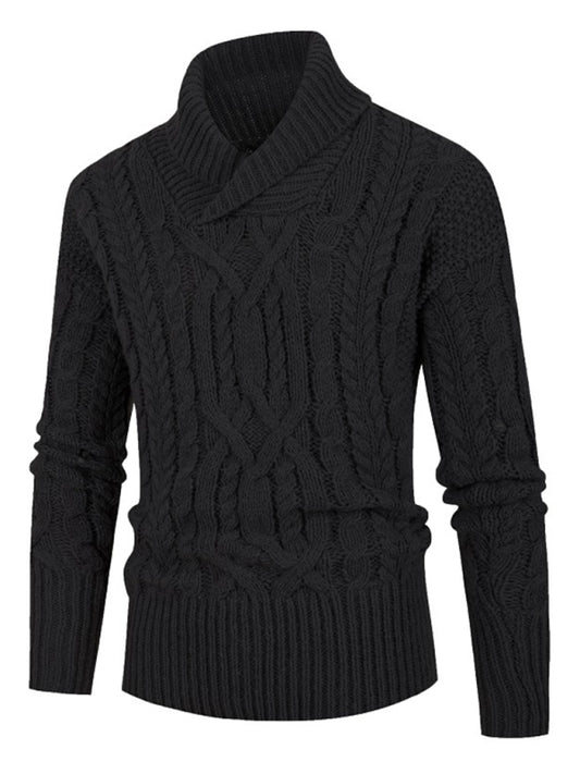 Men's new solid color twist pullover long-sleeved sweater Shello's Creative Boutique