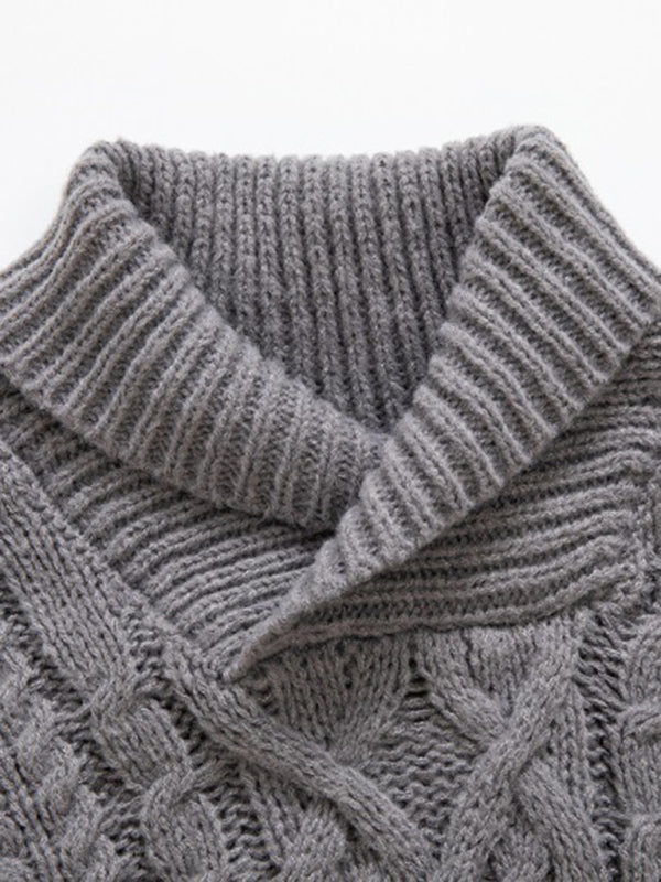 Men's new solid color twist pullover long-sleeved sweater Shello's Creative Boutique