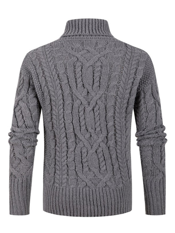 Men's new solid color twist pullover long-sleeved sweater Shello's Creative Boutique